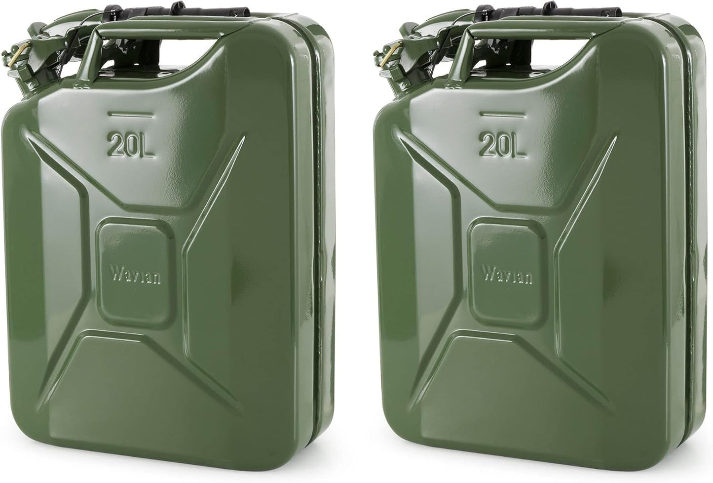 Wavian USA Authentic NATO Jerry Can and Spout System - Rust-Proof, EPA & CARB Compliant, Black, 20 Litre, Wavian 5 Gallon Gas Cans for Gasoline