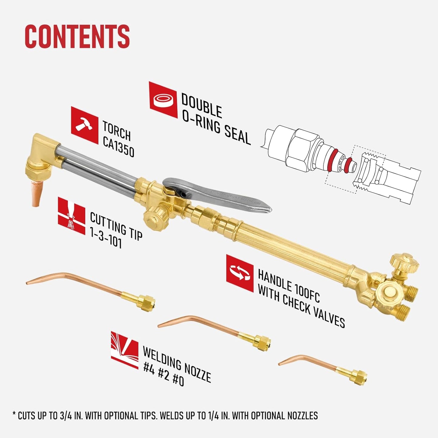 RX WELD Medium Oxygen & Acetylene Torch Kit – 12 Pcs Welding Cutting Torch Kit, with Check Valves
