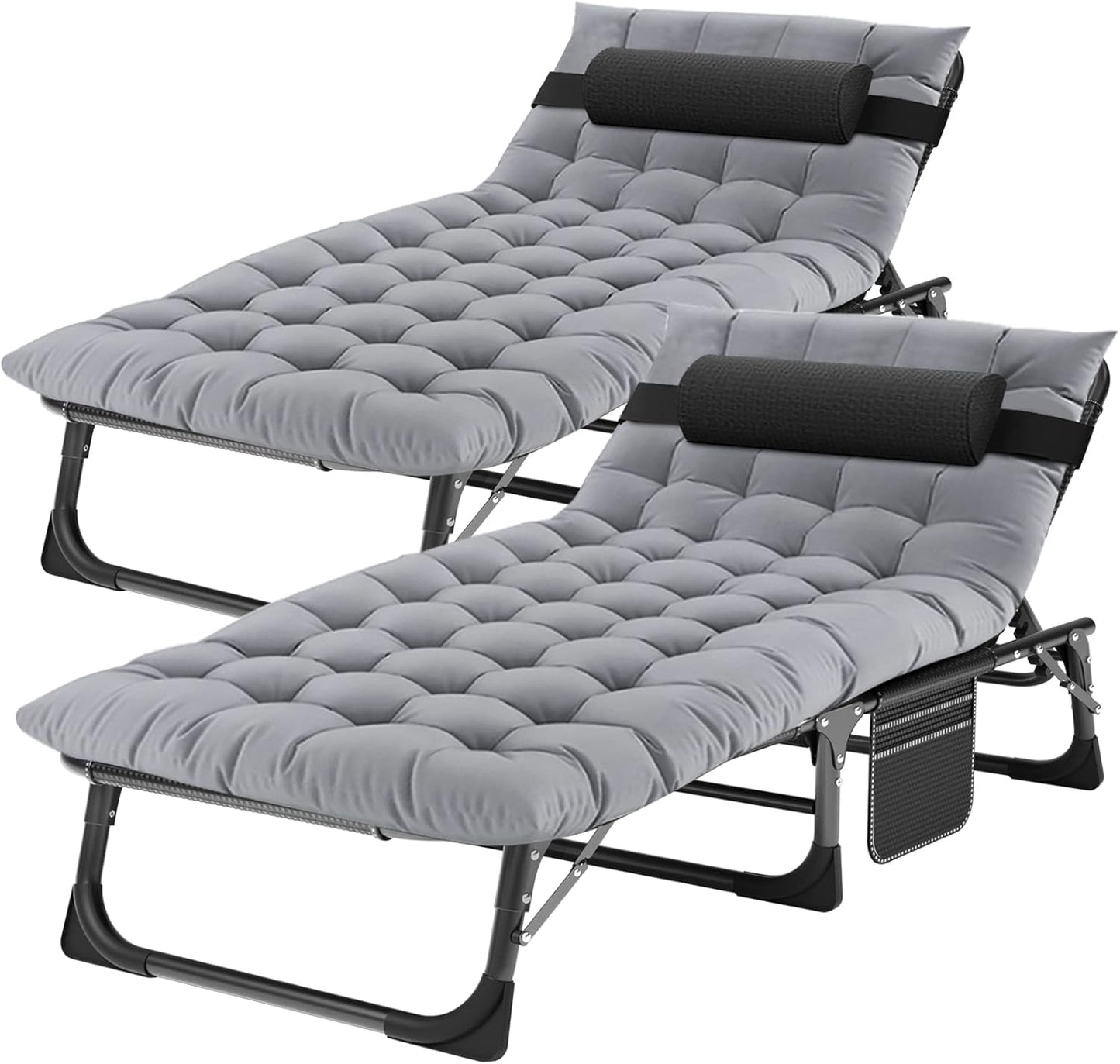 ABORON Chaise Lounge Chair,5 Positions Padded Outdoor Tanning Chair,Heavy Duty Portable Lounge Chair for Outdoor Sunbathing Patio Pool Lawn Deck Poolside,Support up to 440 Lbs