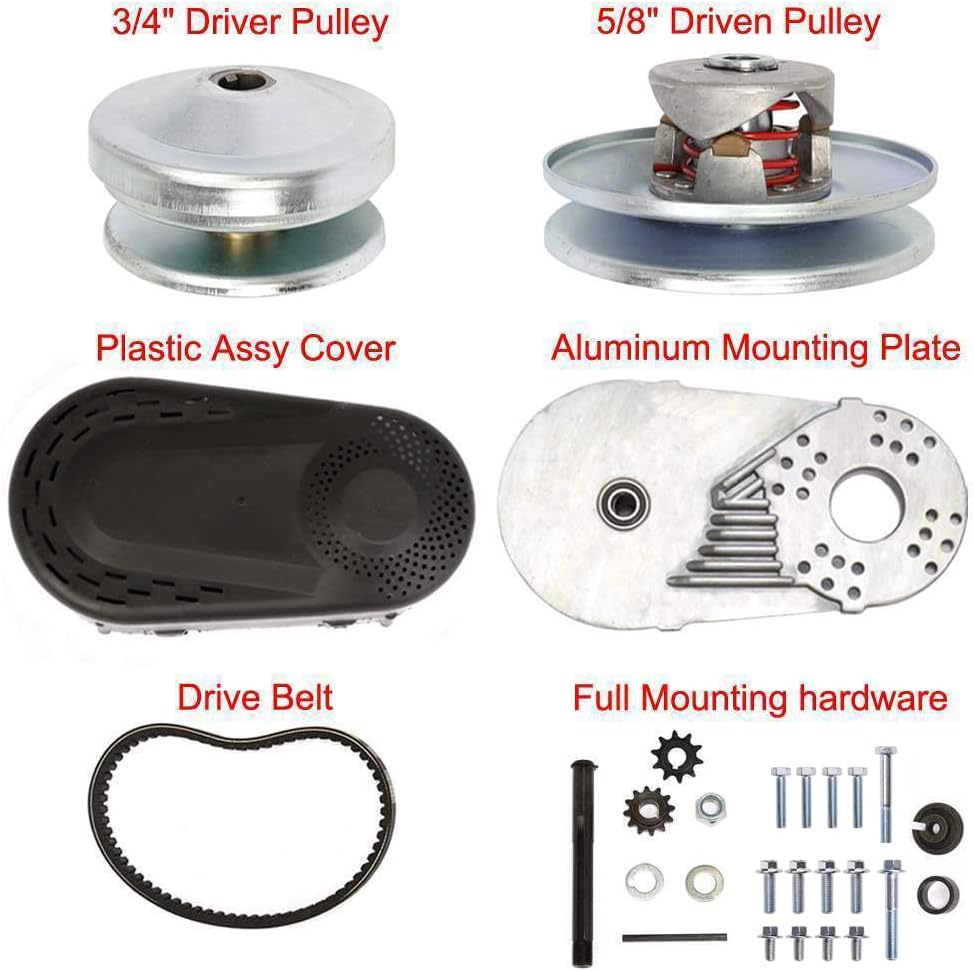 212CC Torque Converter 6.5 HP 3/4" Go Kart Mini Bike Comet Clutch 10T 40/41 and 12T 35 Chain Predator Driver Pulley Replacement Set - 30 Series