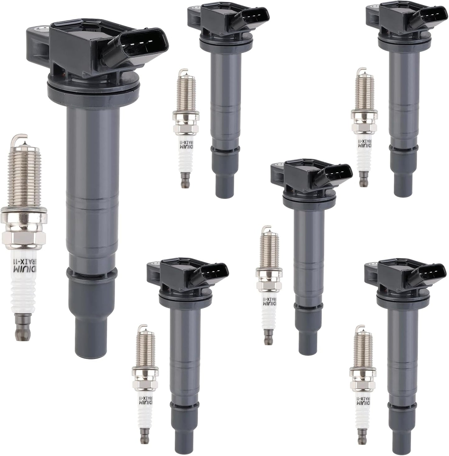 Set of 6 Ignition Coils Pack UF569 and Iridium Spark Plug 90117 compatible with GMC Acadia Canyon Terrain Chevy Caprice Colorado Equinox Malibu Cadillac ATS CTS Buick Pontiac Saturn Suzuki