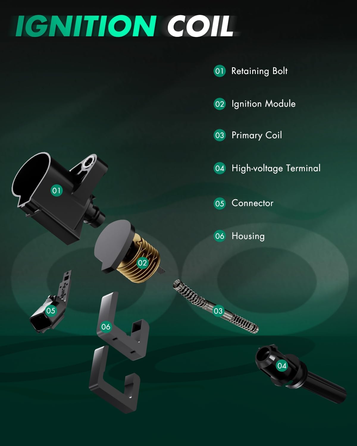 SCITOO Ignition Coil Coils Pack fits for Kia Sorento 3.8L 2007-2009 for Sorento 3.5L 2011-2013 for Sedona 3.8L 2006-2010 for Azera 3.3L 2007-2016 UF546 IC626 52-1842 set of 6