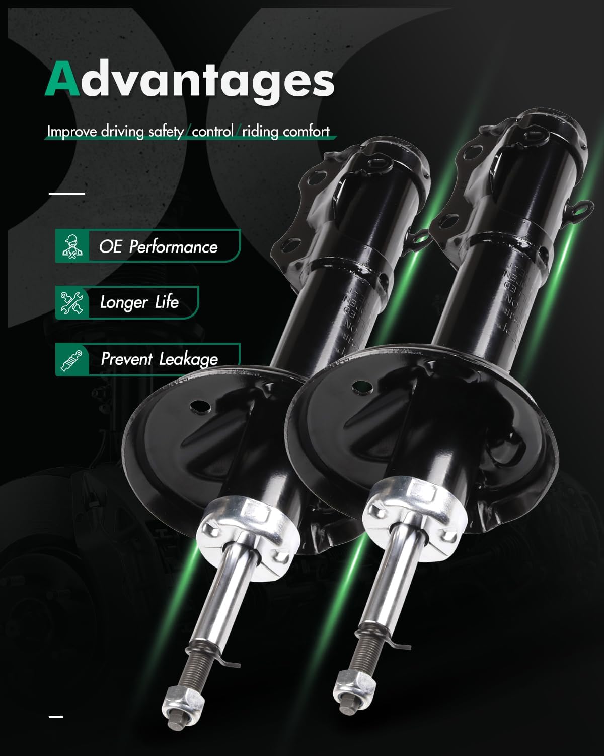 SCITOO Front Shock Absorbers Fits For VW Cabrio 1995-2002,For VW Golf 1985-1988 1990-1999,For VW Jetta 1985-1987 1989-1999 Auto Shocks 235614 (2Pcs)