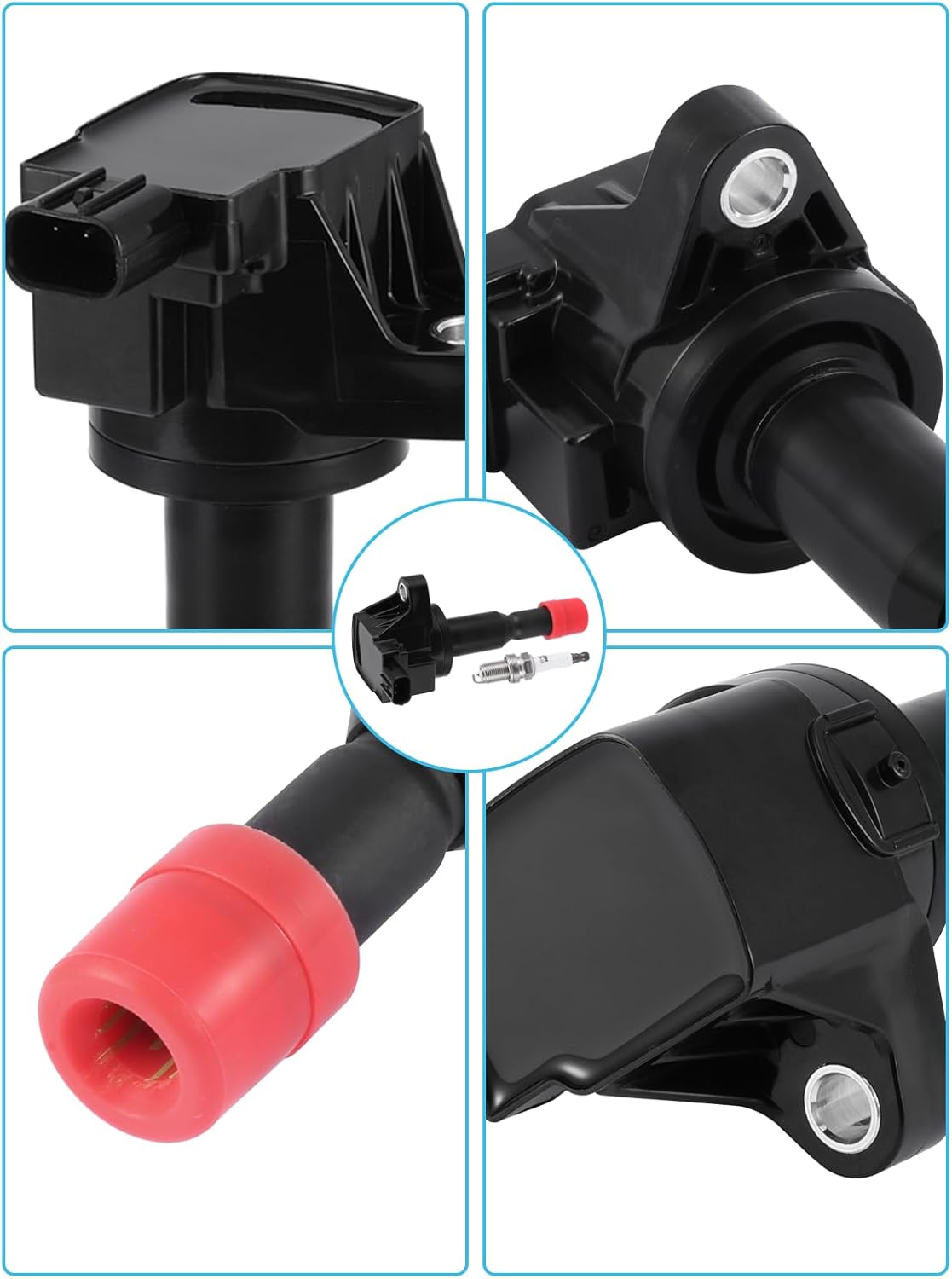 UF581 Ignition Coil & 4504 Iridium Spark Plug 4 PCS (1.5L L4) For Honda Fit 2007 2008, 6732308 IGC0053 GN10249 5C1635 1788374