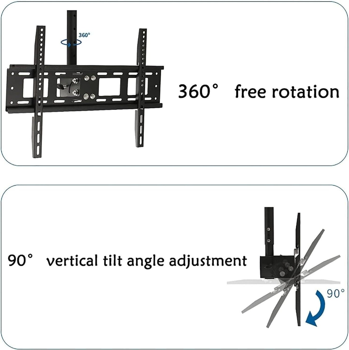 TV Mount Stands TV Wall Mount Ceiling TV Mount Bracket,Full Motion 360 Deg Rotation Tilt Swivel TV Mount,Can 90° Flip Down,65,155cm
