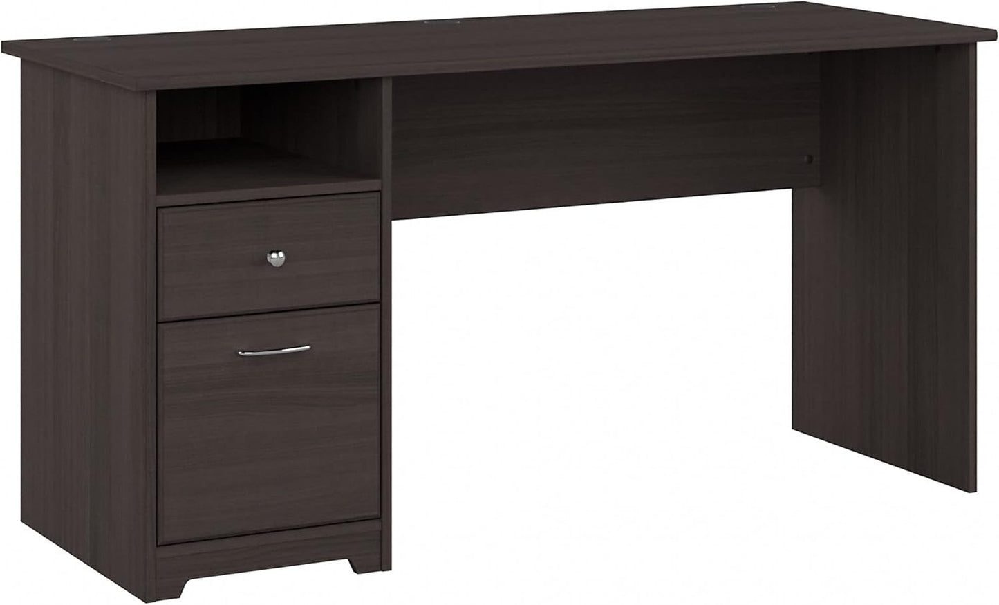Bush Furniture Cabot 60W Office Desks for Home Office with Storage and Chrome Hardware Elegant Computer Table with Drawers, Heather Gray
