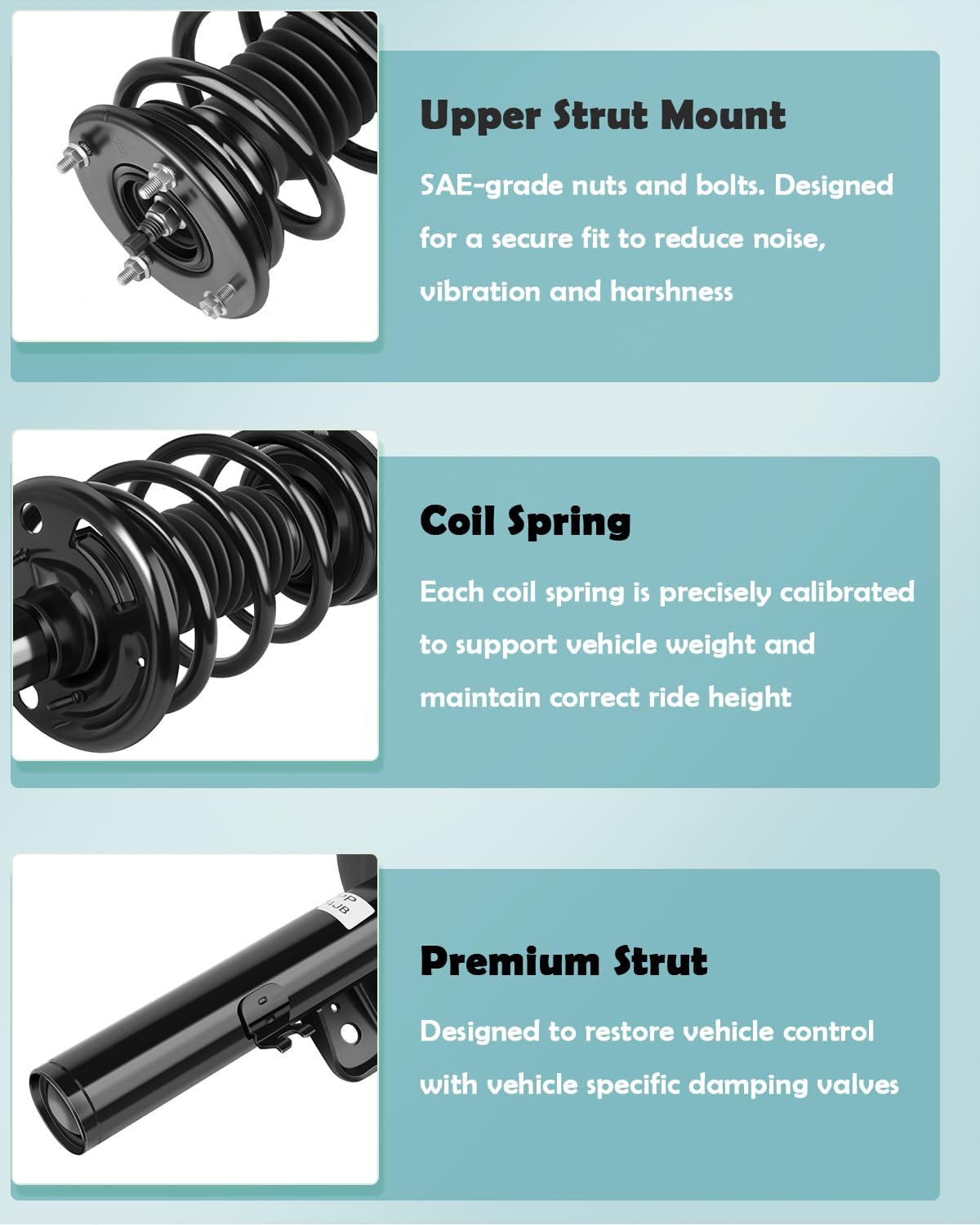 SCITOO Front Complete Struts Spring Assembly Shocks Struts Fits 2010-2012 for Lincoln MKS Quick Struts 11545 11546 - Set of 2