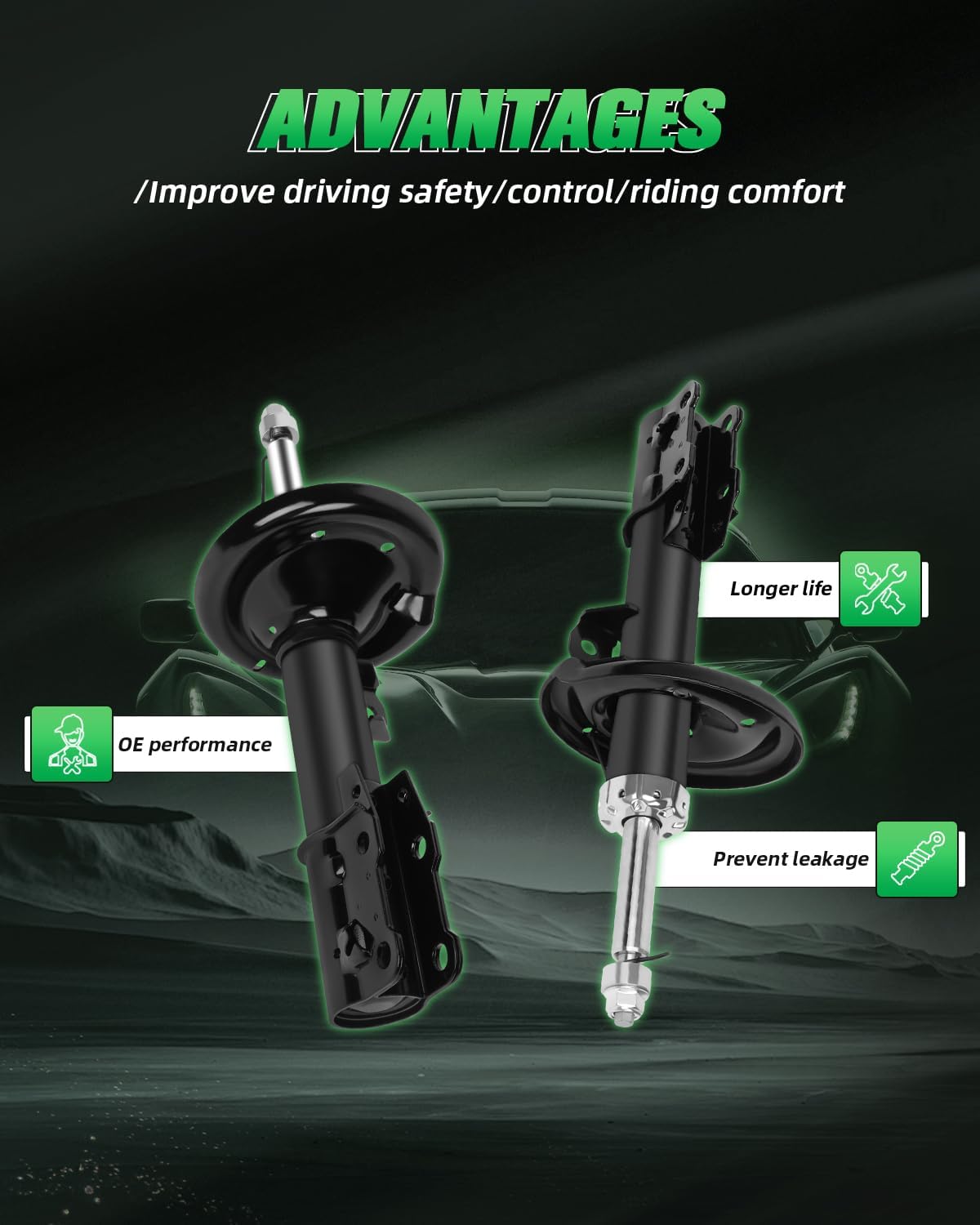 SCITOO Front Shocks Set of 2 for Malibu, Shocks and Struts Fits 2004 2005 2006 2007 2009 2010 2011 2012 for Chevy Malibu,2005 2006 2007 2008 2009 2010 for Pontiac G6,2007 2008 2009 for Saturn Aura