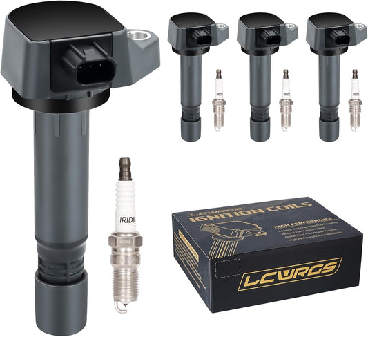Set of 4 Ignition Coil Pack and Spark Plugs Compatible with 1.8 L4 2006 2007 2008 2009 2010 2011 Honda Civic 1.8L Replaces UF582 30520RNAA01