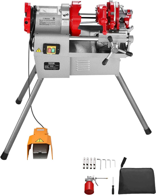 VEVOR Electric Pipe Threader Machine, 750W 28RPM Threading Cutting Machine, 1/2 to 2 inch Pipes Threading Cutter Tool with Foot Pedal for Plumbing, Automotive Repairs, Metalworking