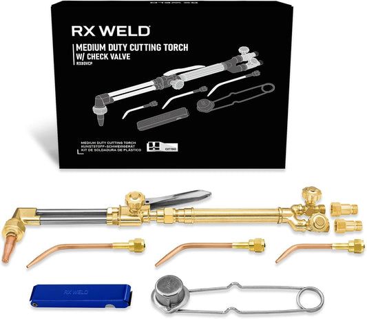 RX WELD Medium Oxygen & Acetylene Torch Kit – 12 Pcs Welding Cutting Torch Kit, with Check Valves