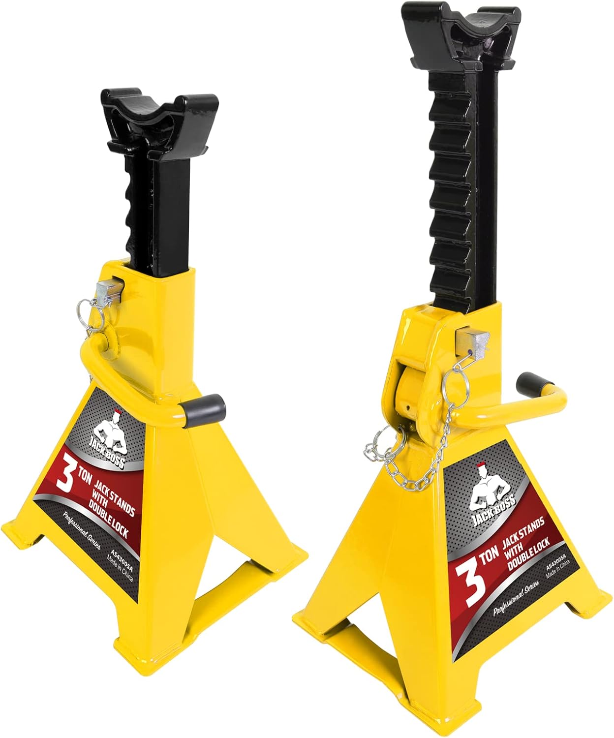 Car Jack Stands 3 Ton (6,000 LBs) Capacity, Extra Reinforced Car Lifting Stand Adjustable Jack Stand with Double Locking, Fits Automotive Small Pick-Up Yellow, 2 Packs