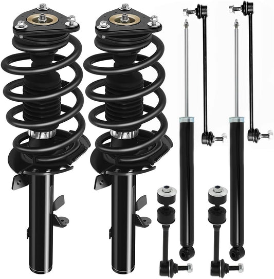 Struts Shock suspension kit for 2014 2015 2016 2017 2018 ford Escape Front Complete Strut Assembly,Rear shock absorber,Stabilizer Bar Link,Tie Rod End 8 Pcs, 172751 172750 553392 39111