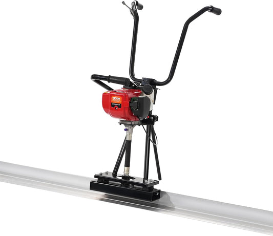 VEVOR Concrete Power Screed, 11ft Aluminum Board Straight Edge Bar Set, 4 Stroke Cement Finishing Vibrating Motor with Height Adjustable Handles, High Efficient Concrete Tools 6500RPM