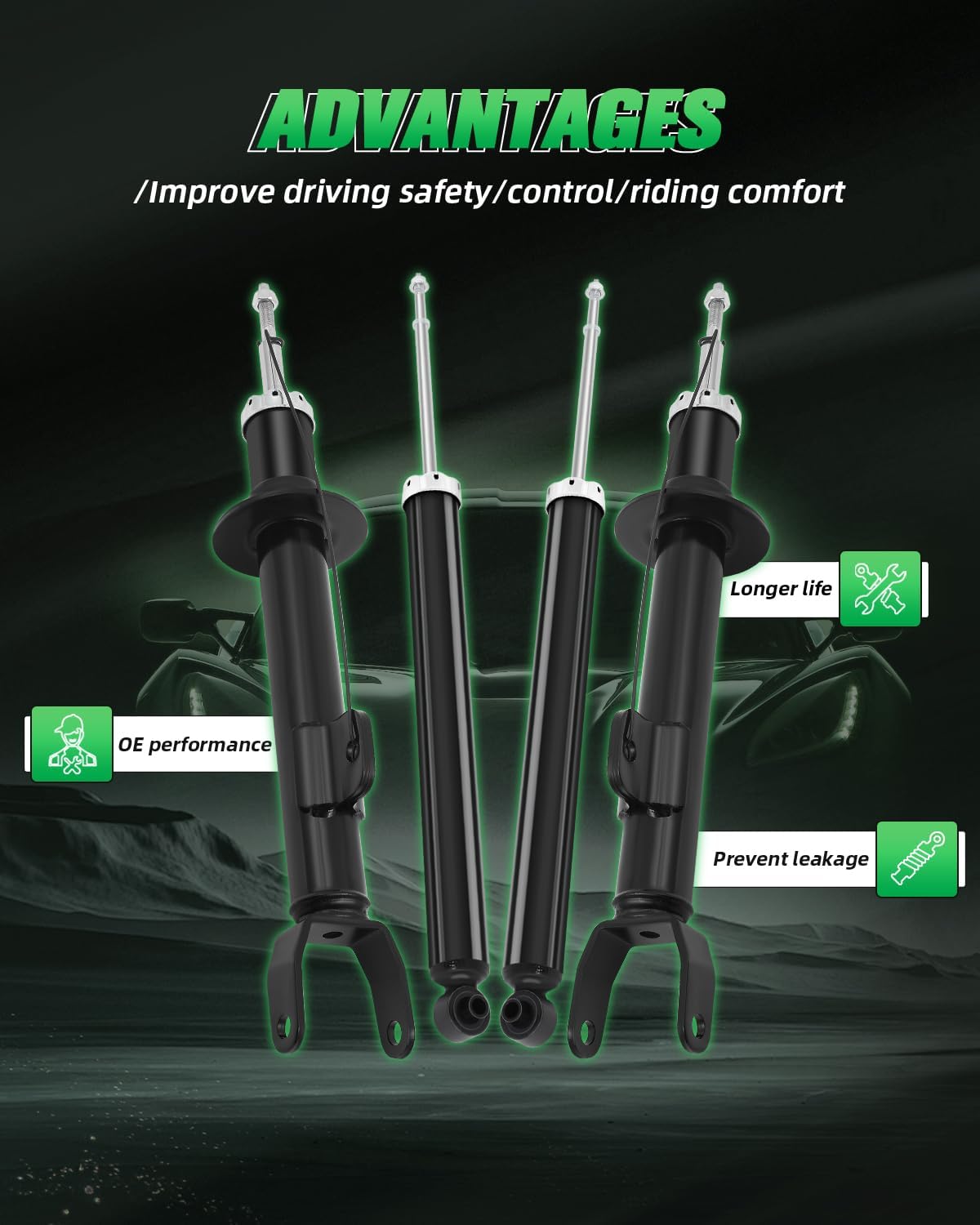 SCITOO Full Set Shocks For Dodge, Shocks Absorbers and Struts Fits 12 13 14 15 16 17 18 for Chrysler 300,11 12 13 14 15 16 17 18 for Dodge Challenger,15 16 17 18 for Dodge Charger Amortiguadores