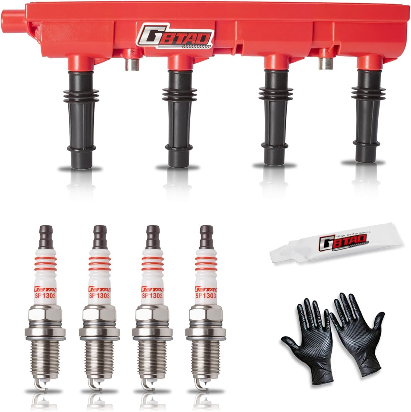 Upgraded Ignition Coil Pack and 4x Iridium Spark Plug for 1.4L 1.8L L4 2011-2021 Chevy Cruze Sonic Trax Volt Buick Encore, Fits Cadillac ELR Replaces UF669 D521C 55577898