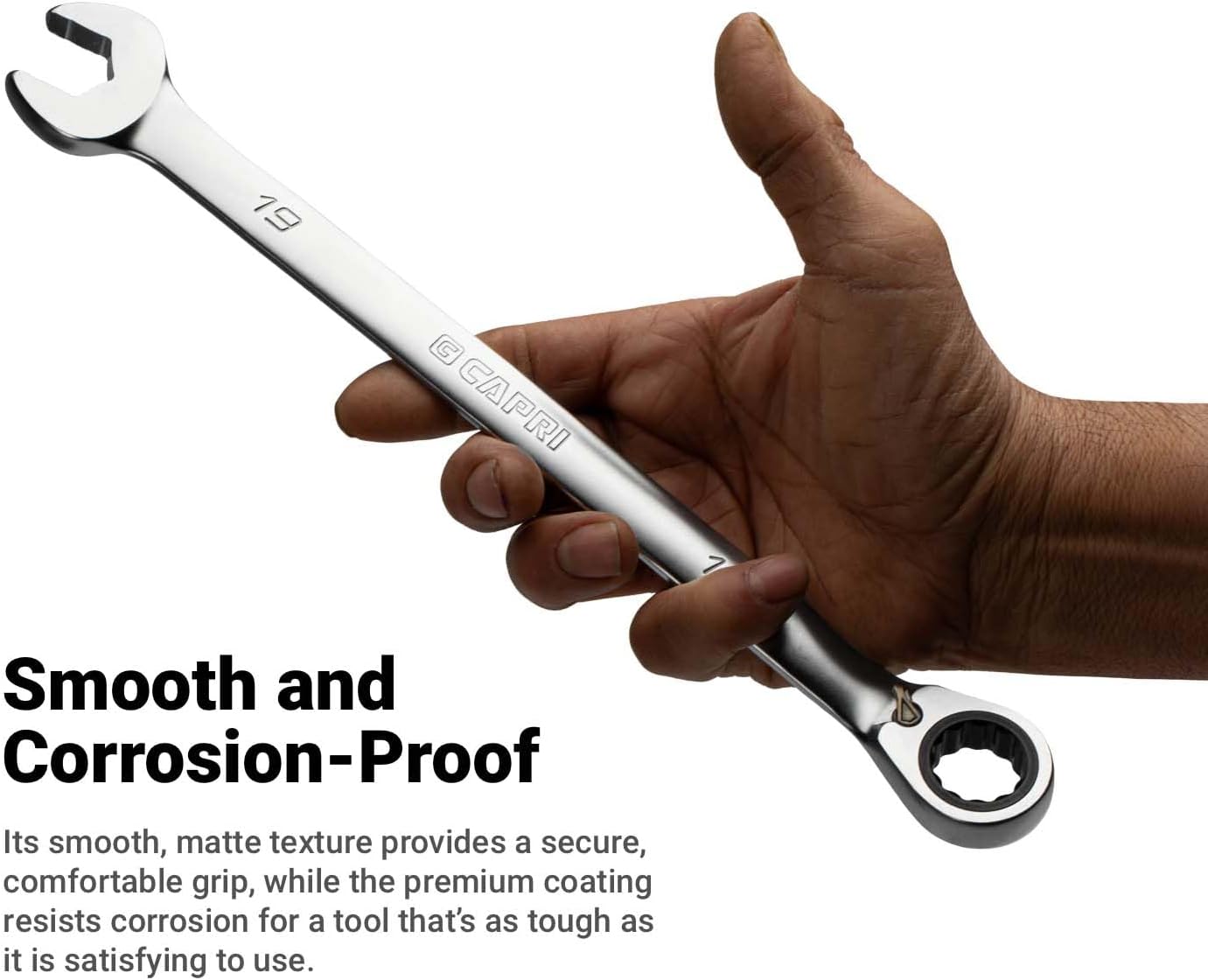 Capri Tools 120-Tooth Ultra-Smooth Reversible Ratcheting Wrenches Set, XL Long Series, 12-Point, 8 to 19 mm, Metric, 12-Piece with Merchanic's Tray