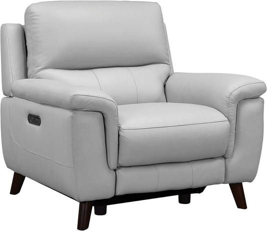Armen Living Lizette Contemporary Top Grain Leather Power Reclining Living Room Accent Chair, Dove Grey