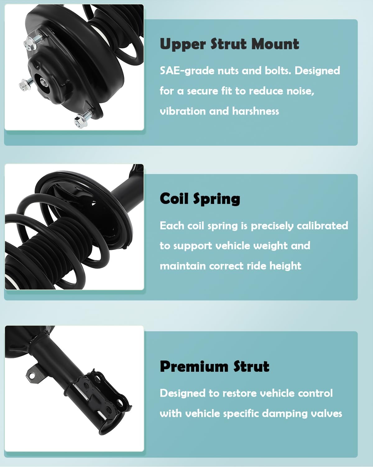 SCITOO Front Shock Absorber Assembly Fit for 2003-2008 for Hyundai Tiburon, Complete Shock and Strut Assembly Kit Fit for 172192 172191 2PCS