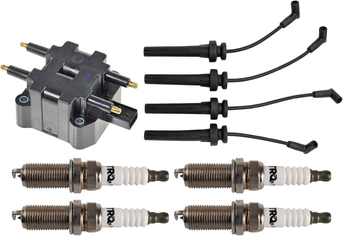 TRQ Ignition Kit Ignition Coil Spark Plugs Wire Set Compatible with 96-00 Chrysler 95-00 Dodge 97-00 Plymouth