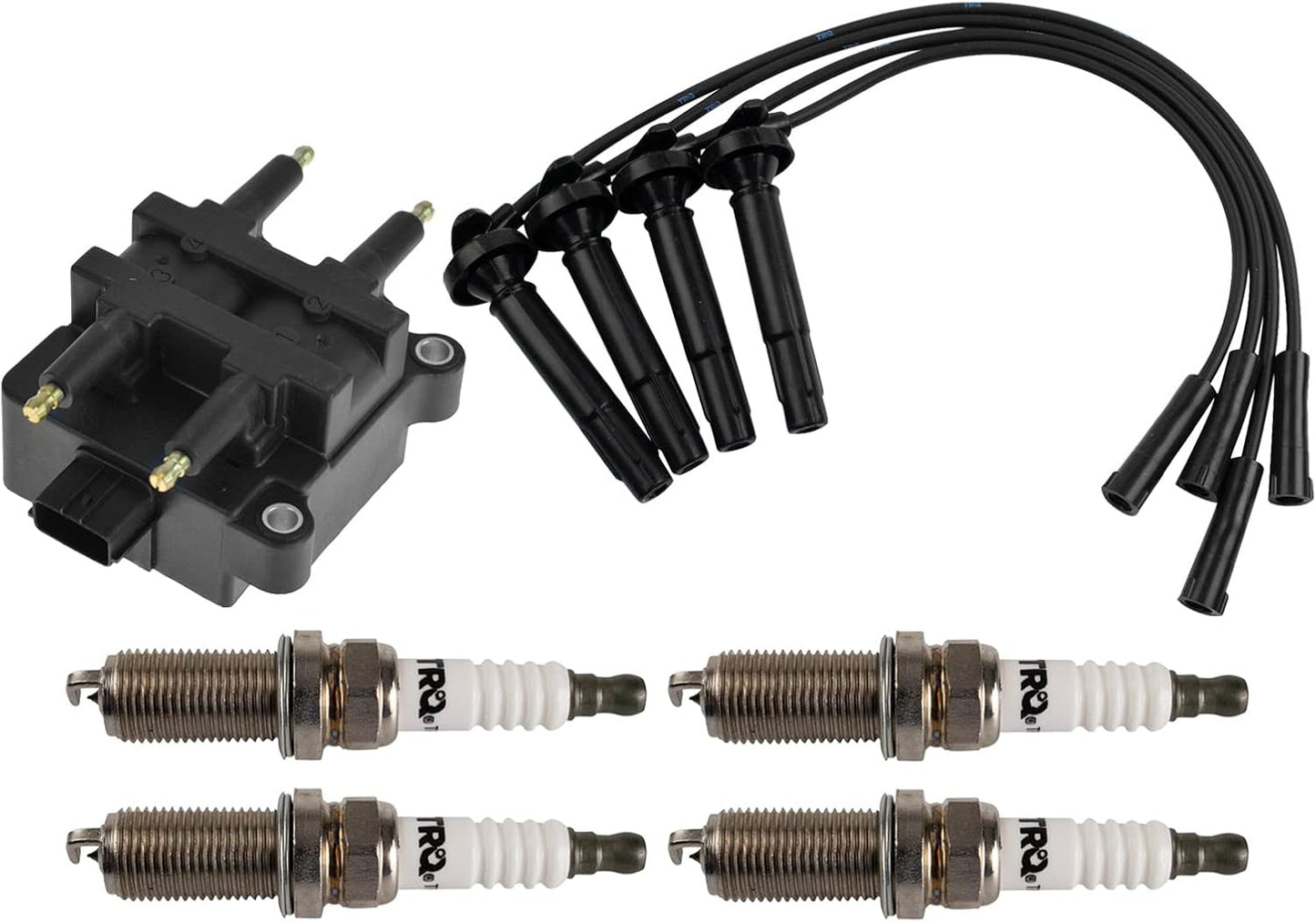 TRQ Ignition Kit Ignition Coil Spark Plugs Wire Set Compatible with 2003-2006 Subaru Baja 1999-2004 Forester Impreza Legacy 2000-2004 Outback