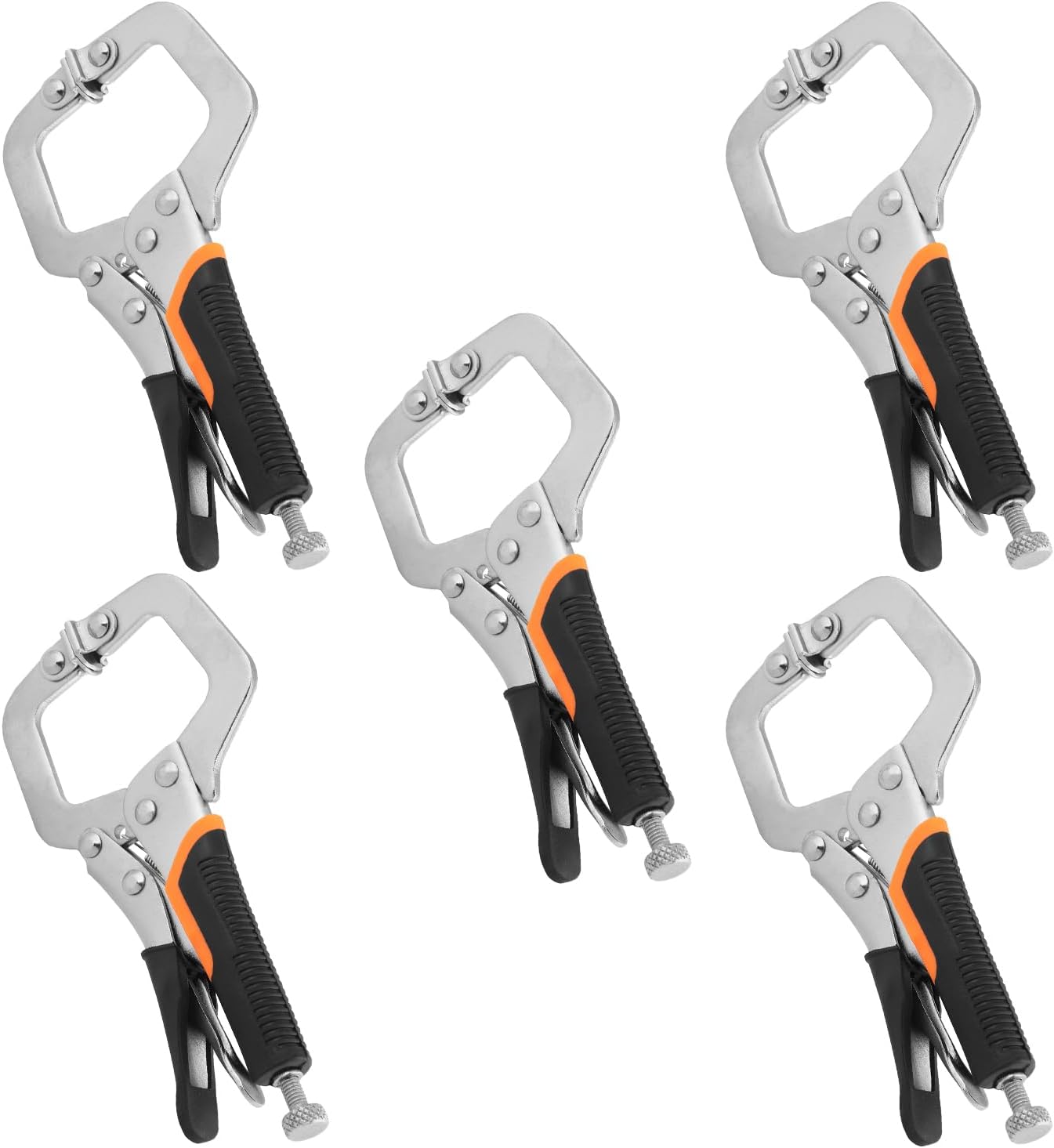 4 Pack 18 Inch C Clamp Locking Pliers,Locking C Clamp, Adjustable Nickel Plated C Pliers For Wood Working, Welding, Electrician Maintenance and more, by GENHAKON