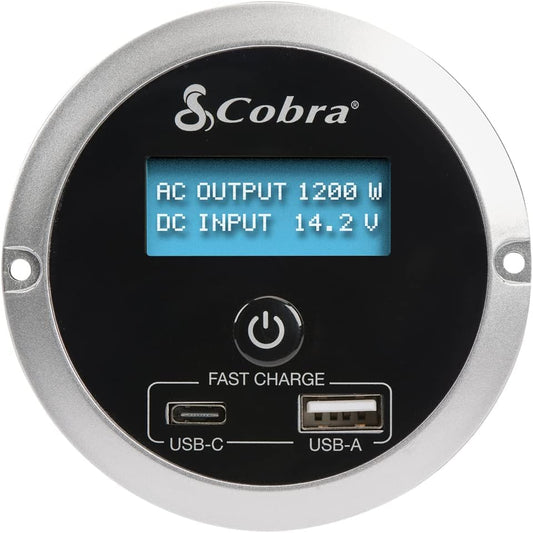 Cobra CPIALCDG1 Remote Controller – Compatible with Cobras Professional Grade Power Inverters, Remote On/Off, 4 Mounting Options, 2 USB Ports, Black