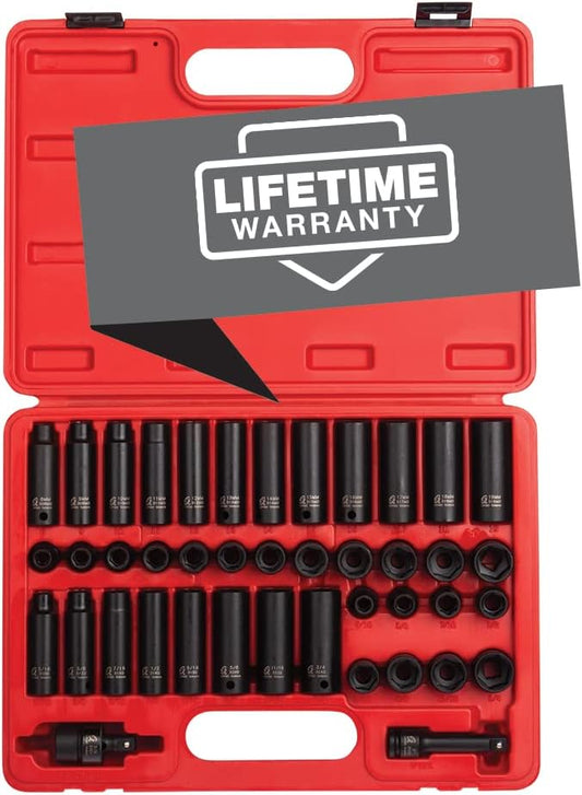 Sunex Tools 3342 3/8 Inch Drive Master Impact Socket Set, 42-Piece, SAE/Metric, 5/16" to 3/8"