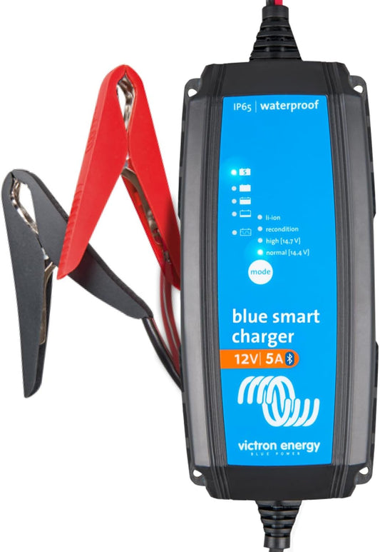 Victron Energy Blue Smart IP65 Smart Car Battery Charger 12V 5A, Float & Trickle Charger and Desulfator for Motorcycle, ATV, RV, Lithium and Deep Cycle Batteries