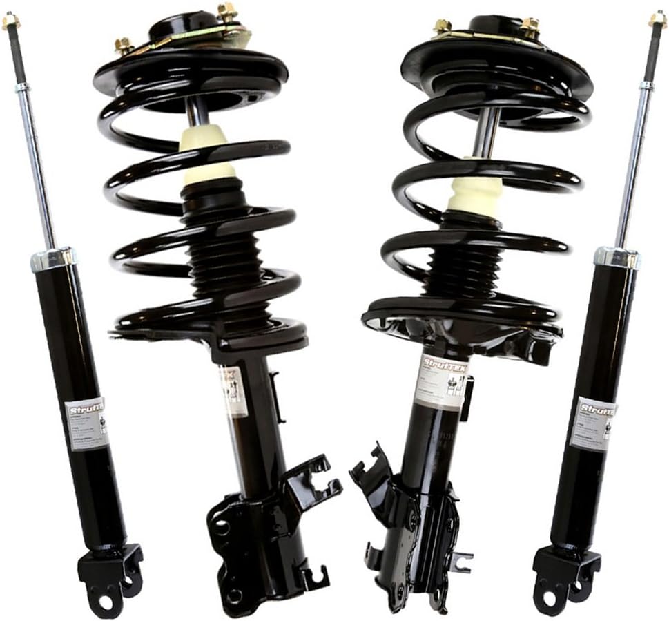 AutoShack Front Complete Strut & Coil Spring Assembly with Rear Shock Absorbers Set for 2002-2006 Nissan Altima 2.5L FWD | Full-vehicle Suspension System Replacement Kit KS15992-CST100297