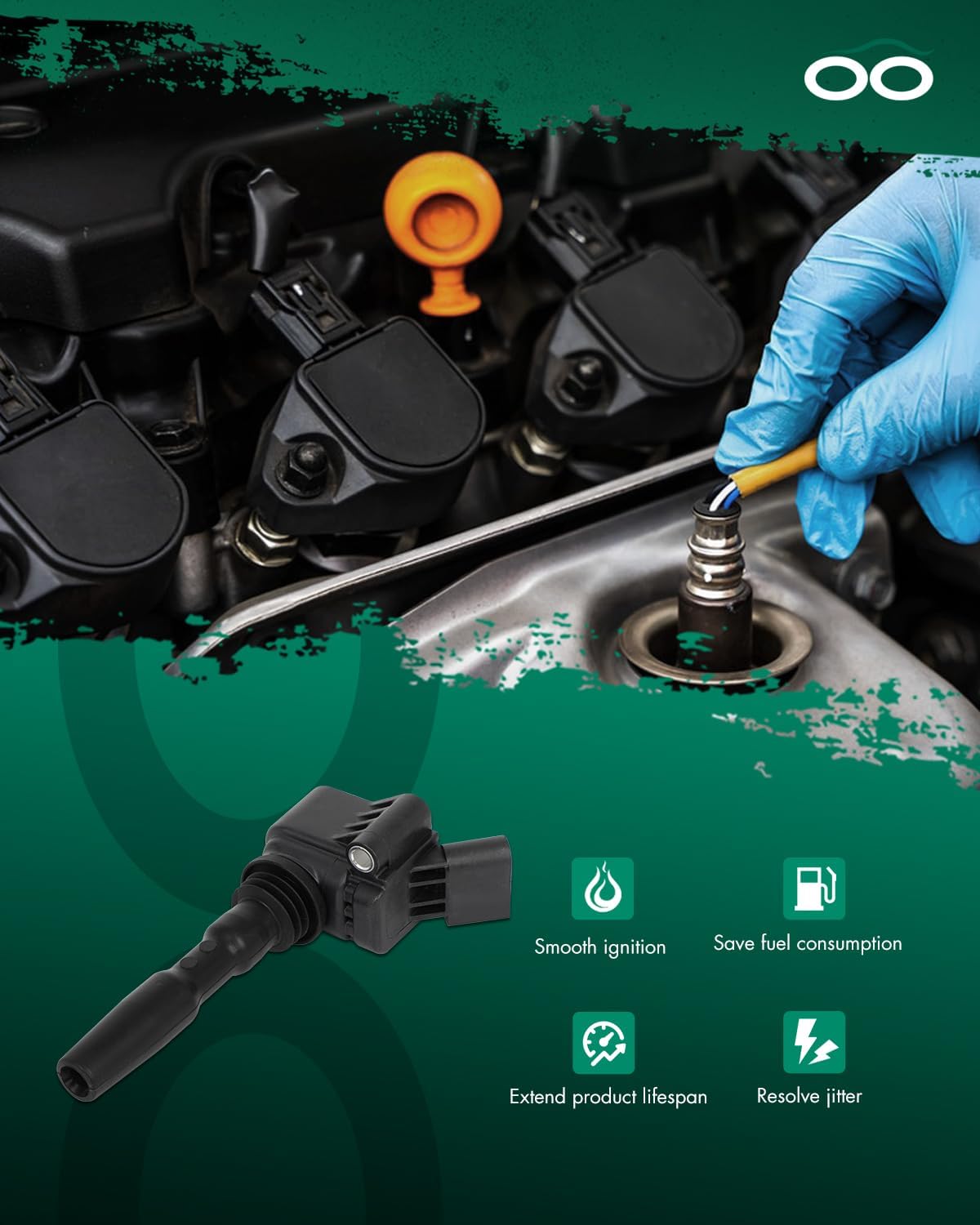 SCITOO UF779 ignition coil for J-etta 1.4L 2014-2017for G-olf 1.4L 2019-2020for A-udi A3 Sportback e-tron 1.4L 2016-2018 - 4 ignition coils wilth 4 iridium Spark Plugs Pack