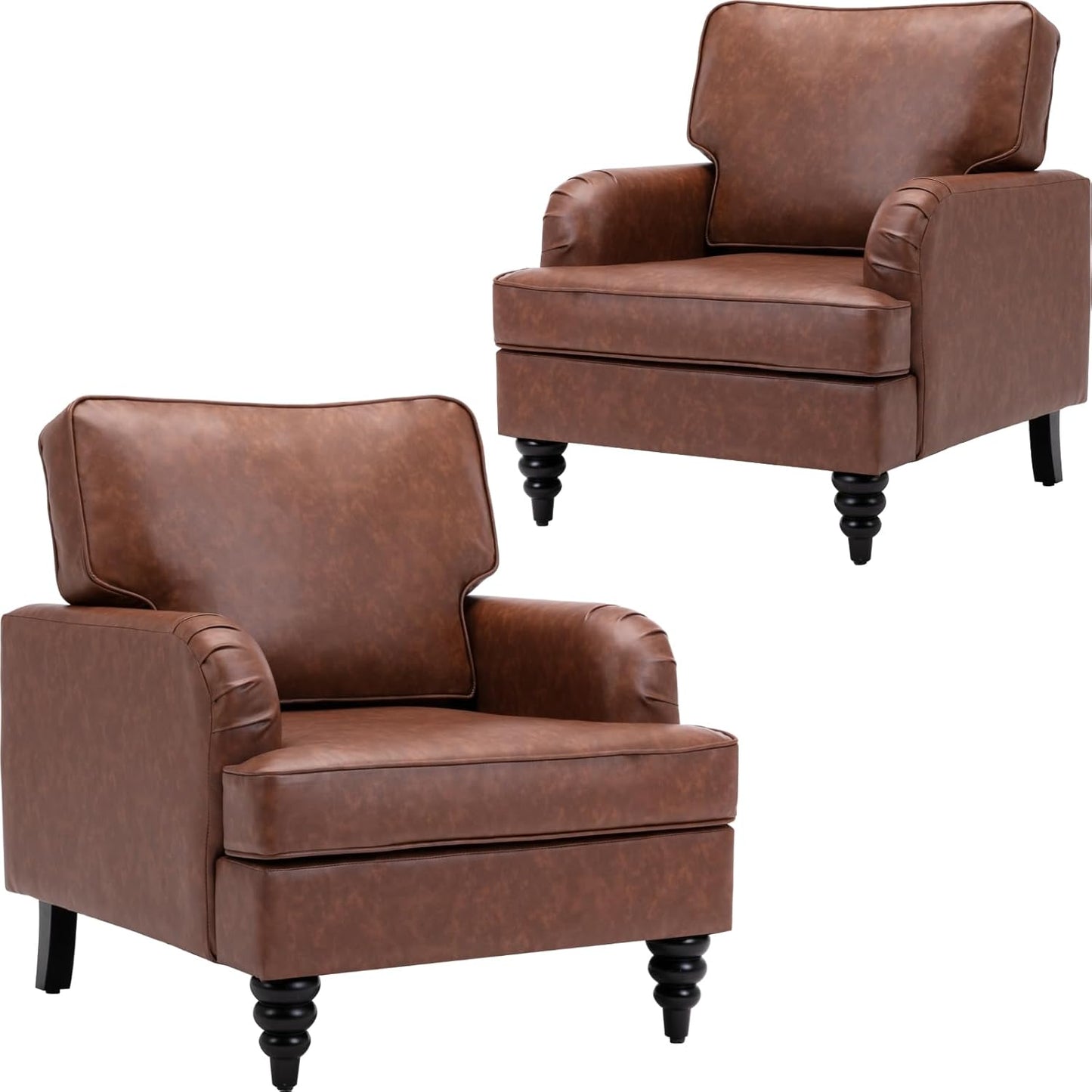 chairus Mid Century Modern Velvet Accent Chair Set of 2, Vintage Club Armchair with Firm Supportive Seat & Soft Backrest, Comfy Single Sofa Reading Chair for Living Room Bedroom Apartment, Blue