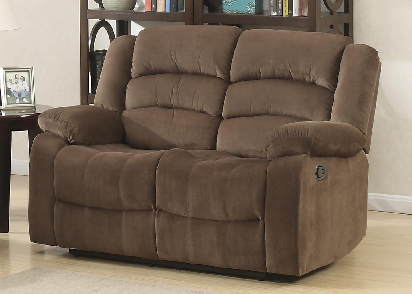 AC Pacific Bill Modern Fabric Upholstered Living Room Reclining with Padded Pillow Top Armrests, Chair, Walnut