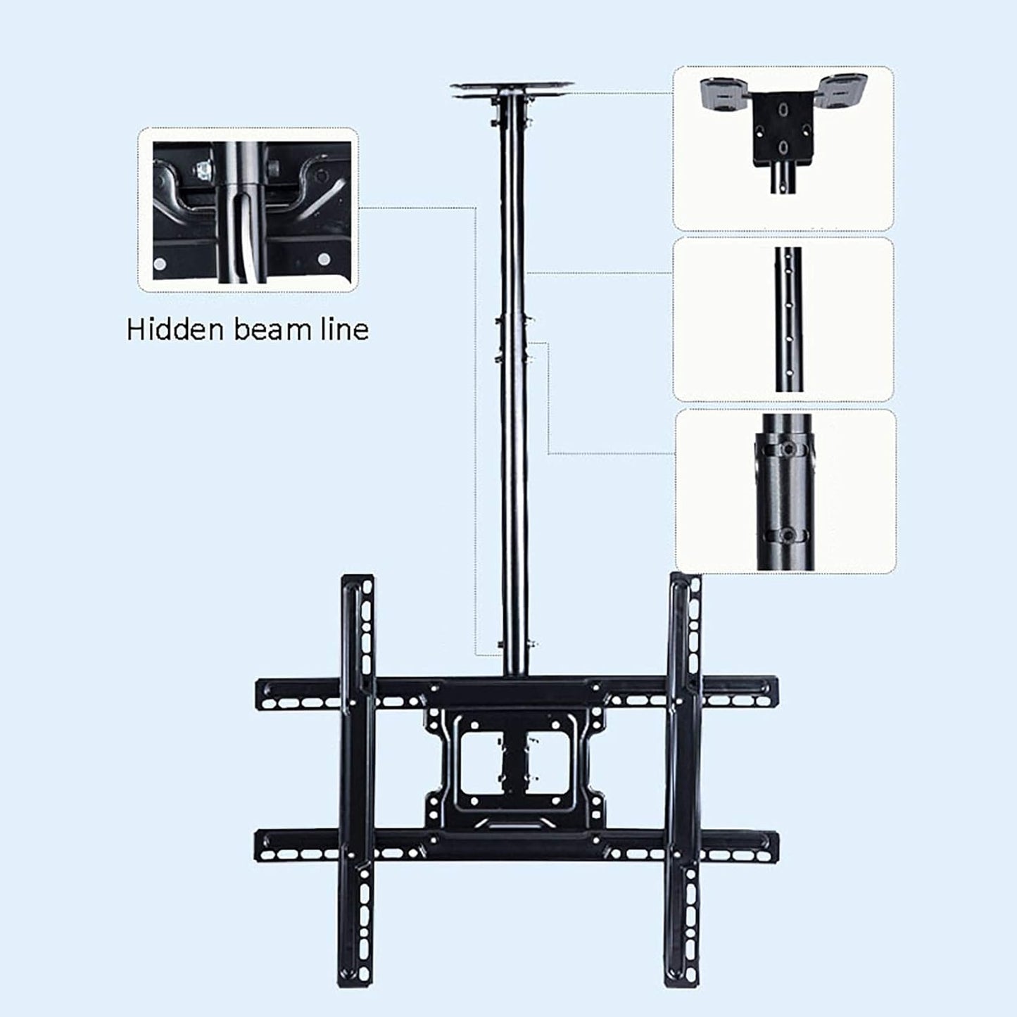 Ultra Thin TV Wall Mount Adjustable Height for 40 70" LED Screens 30° Rotation Ceiling Support Heavy Duty Easy in Tion Perfect for Home Theater Setup