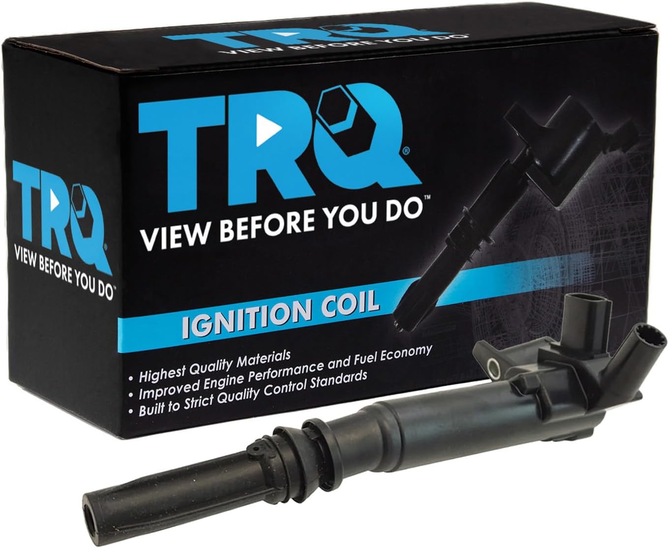 TRQ Right Ignition Coil Passenger Side Compatible with 2017 Ford E-350 Super Duty E-450 Super Duty 2010-2014 F-150 2011-2017 F-250 Super Duty F-350 Super Duty