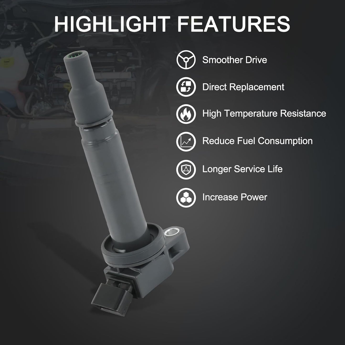 Set of 6 Ignition Coil Pack Compatible with Toyota FJ Cruiser Tacoma Tundra 4Runner V6 4.0L Replace# UF495, 90919-02248, 90919-02260, 90919-A2001, 90919-T2005