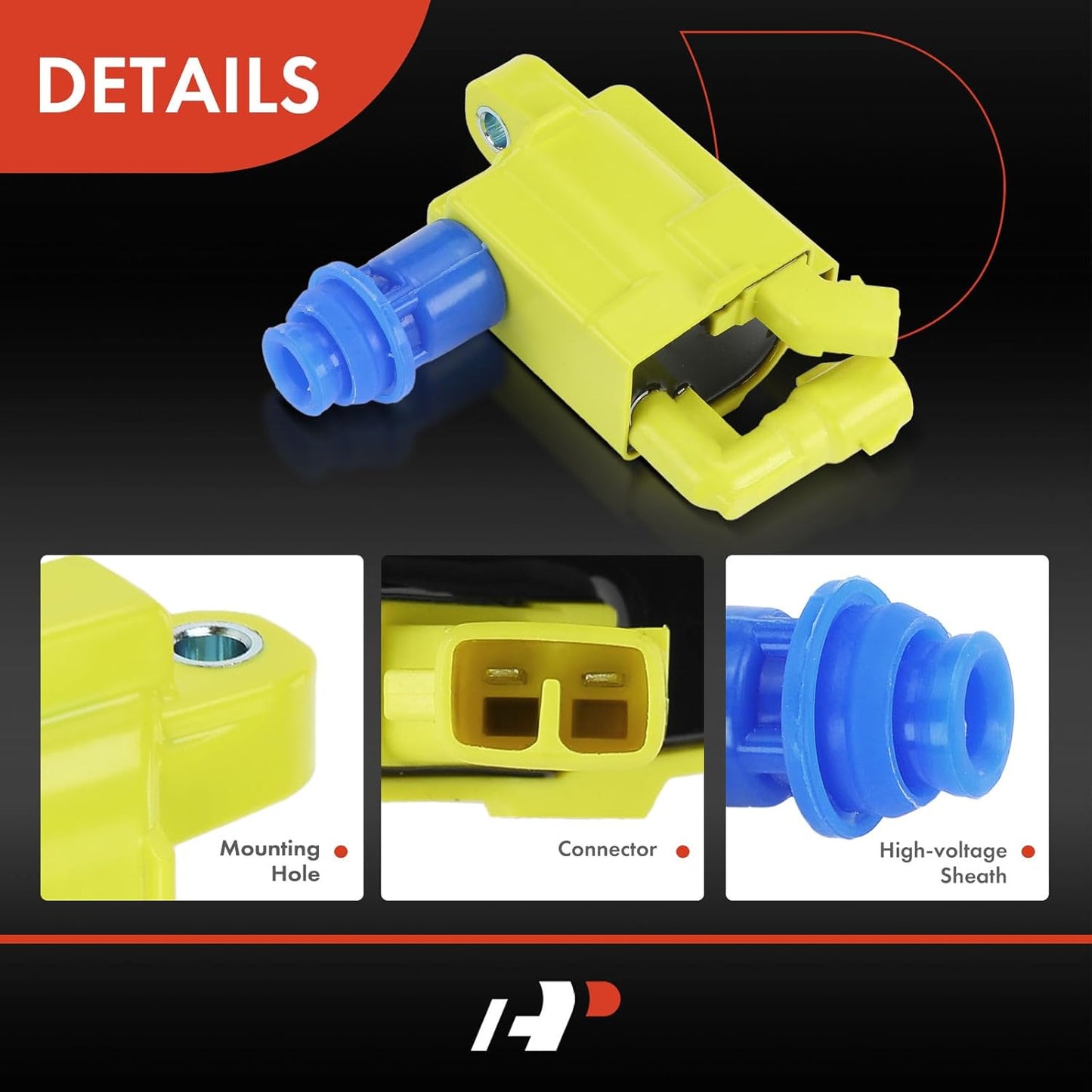 A-Premium (Yellow) Engine Ignition Coil Pack Compatible with Lexus IS300 2001-2005, GS300 1998-2005, SC300 1998-2000 & Toyota Supra 1998, 3.0L, 3-PC Set, Replace# 9091902216
