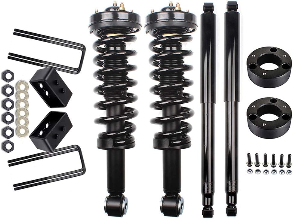 SCITOO 3 inch Front Rear,Front Strut Spring Assembly,Rear Struts Shock Absorbers Leveling Lift Kit for Ford for F-150 2009-2012 Lift Block Kit