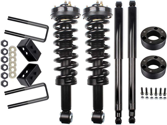 SCITOO 3 inch Front Rear,Front Strut Spring Assembly,Rear Struts Shock Absorbers Leveling Lift Kit for Ford for F-150 2009-2012 Lift Block Kit