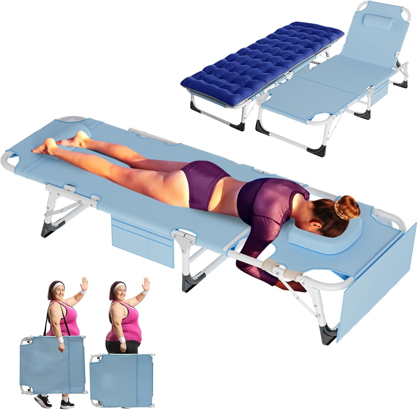 ABORON Chaise Lounge Chair,5 Positions Padded Outdoor Tanning Chair,Heavy Duty Portable Lounge Chair for Outdoor Sunbathing Patio Pool Lawn Deck Poolside,Support up to 440 Lbs