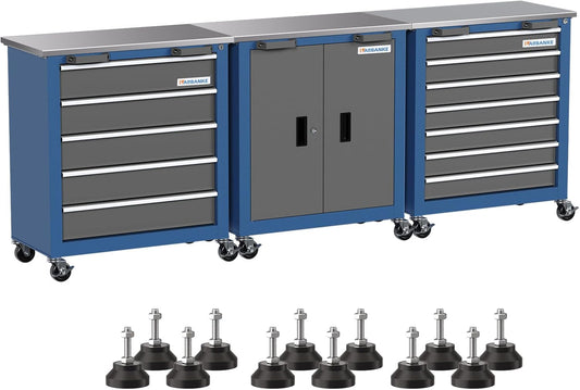 Combination Tool Chest with Lock,5-Drawer/7-Drawer/2 Door Tool Cabinet can be Interconnected,Rolling Tool Chest with Wheels and Padded Feet,with Stainless Steel Protective Film Countertop