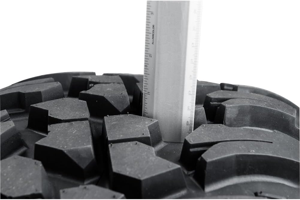 Set of 4 Tusk Aramid Terrabite UTV/ATV Tires – 27x9-12 Front & 27x11-12 Rear – 10-Ply Rated Radial Construction, Aramid Reinforced Sidewalls, ¾″ Deep Tread, All-Terrain Grip, Heavy Load Capacity