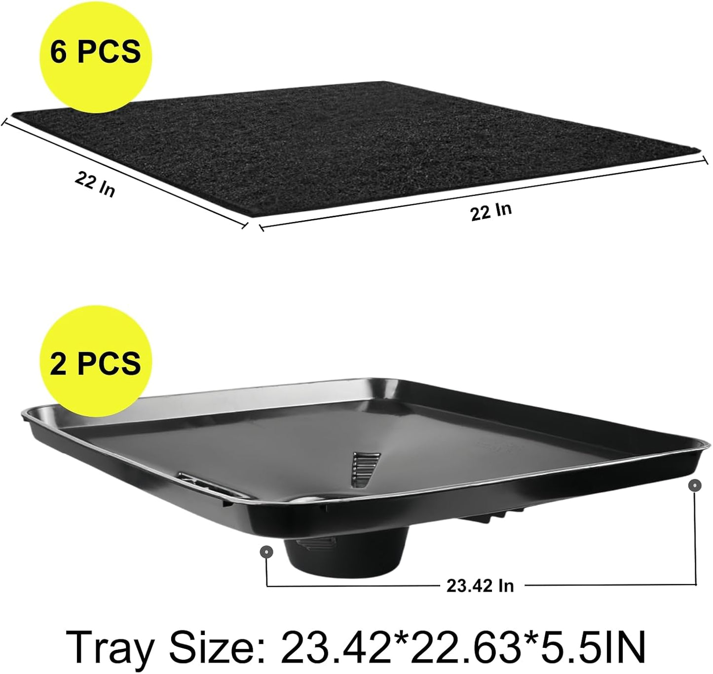 2Pack Transmission Drain Pans 17892 for Lisle Oil Drains, 6Pcs 22'' Oil Drain Splash Pads, Large Fluid Catch Pan Square Oil Drain Pan Fits Different Funnels Keep Floor Clean