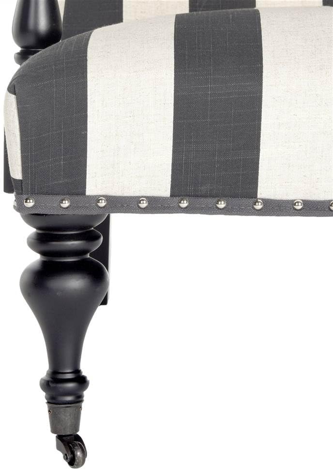 Safavieh Mercer Collection Devona Black and White Stripe with Silver Nailheads Arm Chair