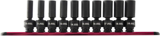 SUNEX TOOLS 3660 3/8-Inch Drive Deep Metric Universal Socket Impact Set, 10-Piece