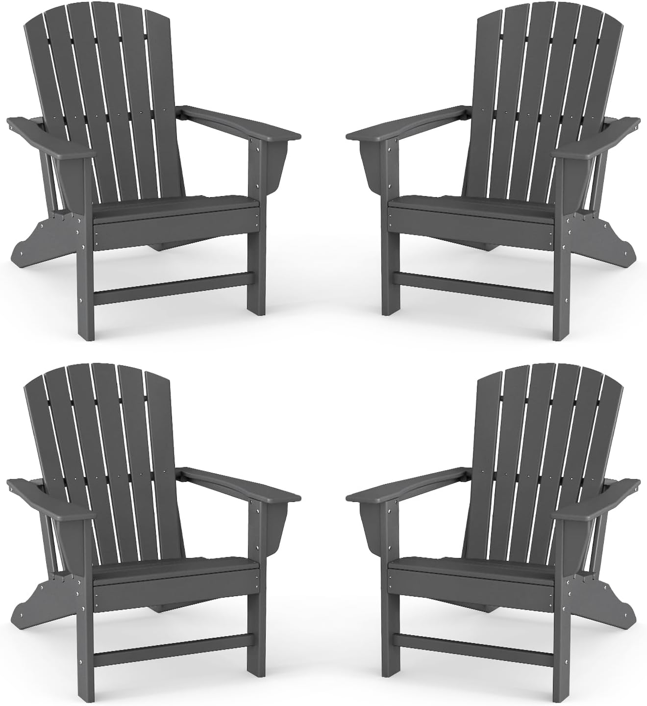 BRIOPAWS Adirondack-Chairs-Set of 4 | Fire Pit Chair | Oversized | HDPE Plastic | Weather Resistant | for Deck Outdoor Poolside Campfire | Blue