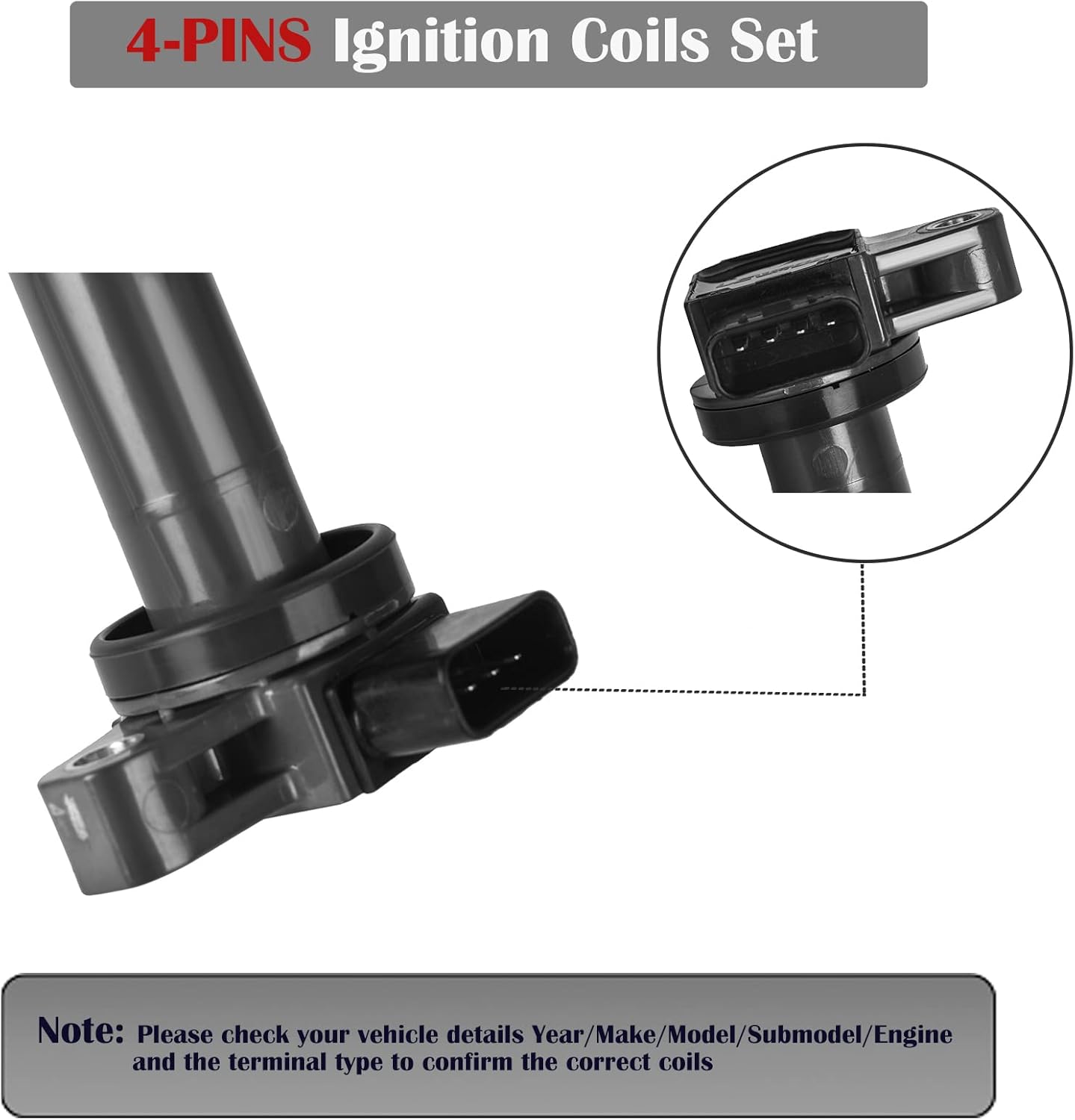 Set of 4 Ignition Coil Packs Fits for 2.4L 2.7L 2000 2001 2002 2003 2004 Toyota Tacoma L4 2.4 2.7 Coils Replacement OE# UF323 C1305 90919-0223