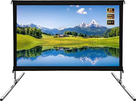 4K HD Portable Projector Screen with Stand and Carry Bag, Aluminum Frame, 4:3 16:9 Outdoor Movie Screen for Camping Backyard Home Theater(120" (16:9))