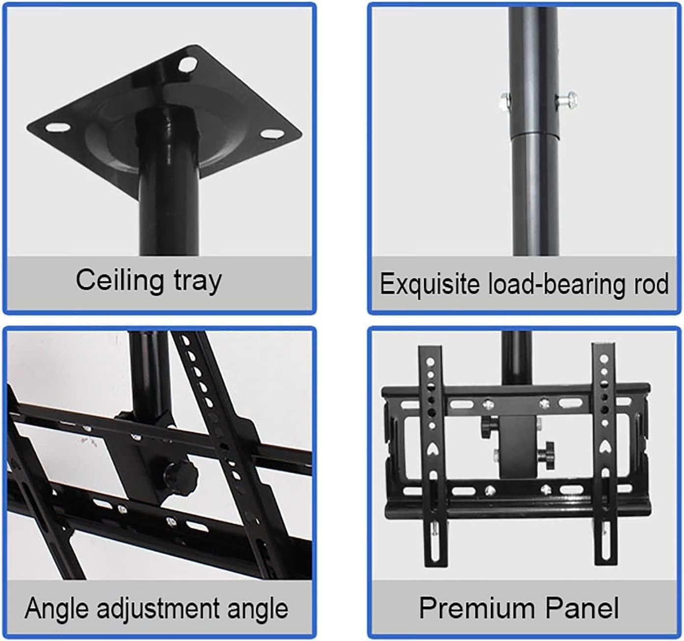 Ceiling TV Mount Adjustable for 32 55 Inch Flat Screens VESA Up to 400x400mm Supports Up to 50kg Black and White 0.52m Extension Perfect for Home Theater