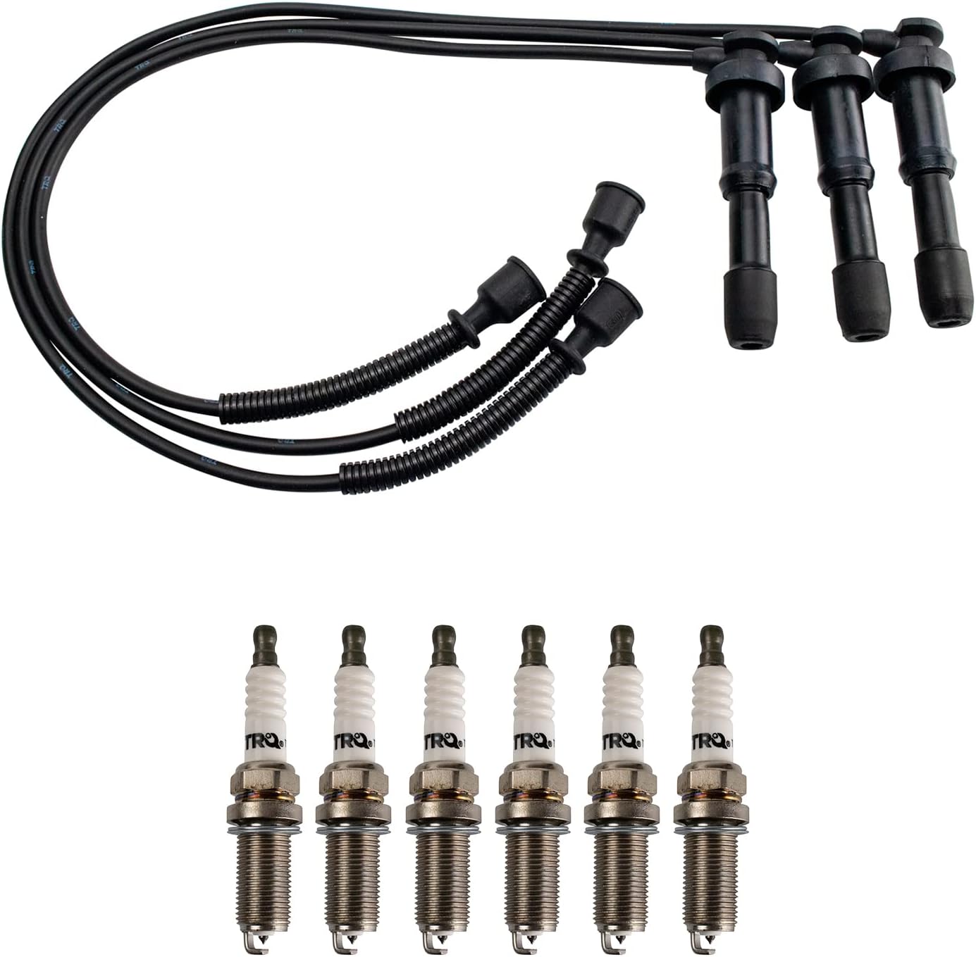 TRQ Ignition Kit Spark Plugs Wire Set Compatible with 2011-2019 Ford Fiesta